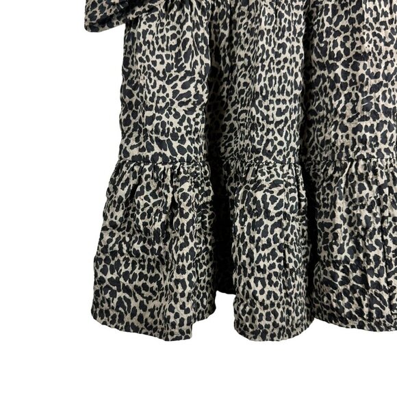 2/$30 Zara Grey Leopard Animal Print Ruffle Trim Mini Dress Size XS - Picture 7 of 11